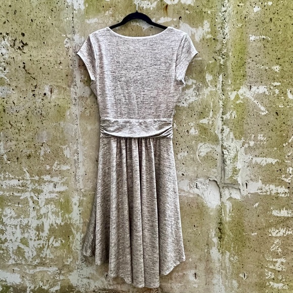 Anthropologie Maeve Silver Metallic Tamera Faux Wrap Midi Dress Women’s Small - Picture 6 of 12